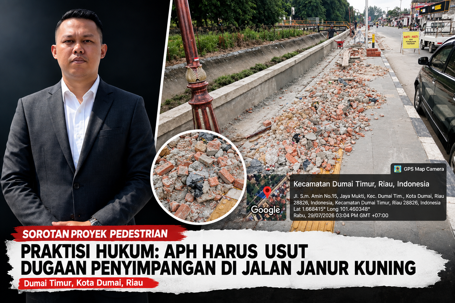 Proyek Dishub Dikerjakan Ring Satu Wali Kota Dumai, Praktisi Hukum: Jangan Tebang Pilih Penindakan